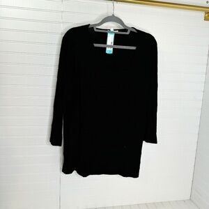 NWT Nine Britton Asymmetrical Design Knit Top Black 1X